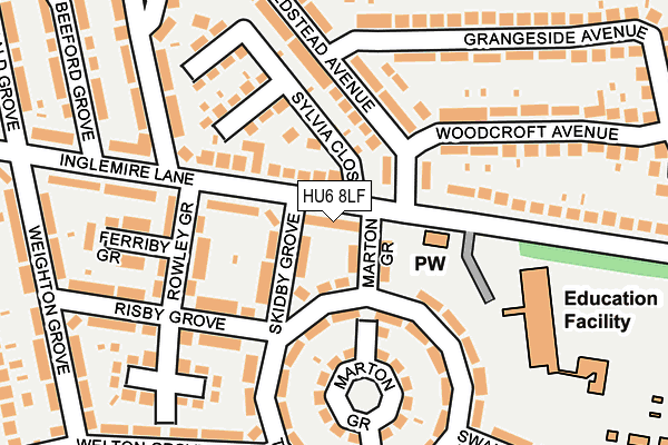 HU6 8LF map - OS OpenMap – Local (Ordnance Survey)