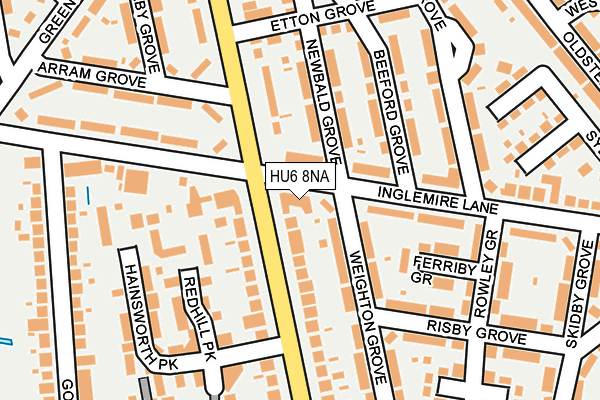 HU6 8NA map - OS OpenMap – Local (Ordnance Survey)