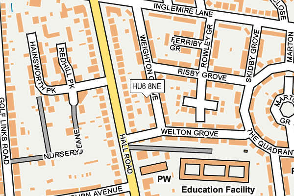 HU6 8NE map - OS OpenMap – Local (Ordnance Survey)