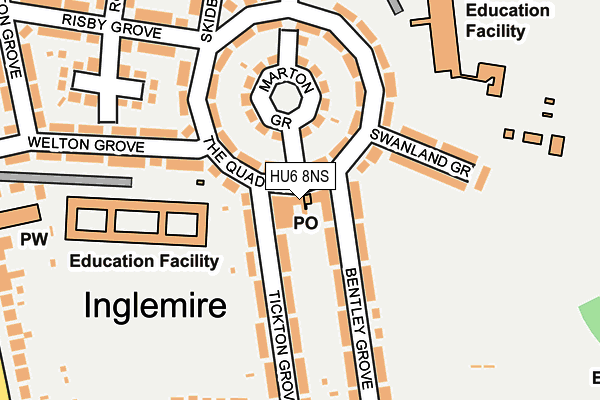 HU6 8NS map - OS OpenMap – Local (Ordnance Survey)