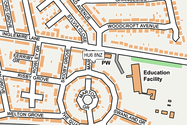 HU6 8NZ map - OS OpenMap – Local (Ordnance Survey)