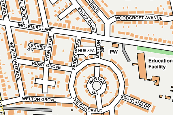 HU6 8PA map - OS OpenMap – Local (Ordnance Survey)