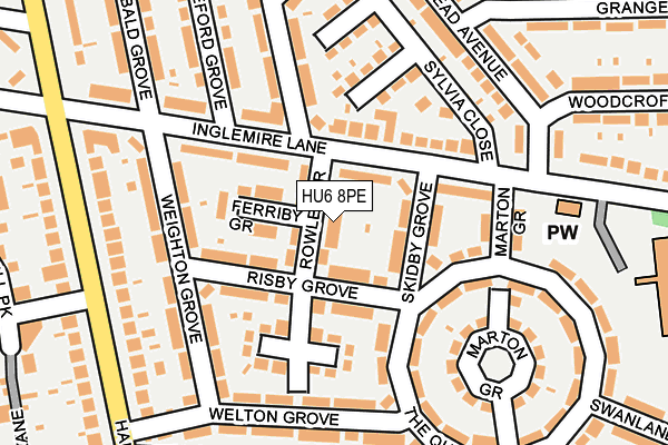 HU6 8PE map - OS OpenMap – Local (Ordnance Survey)