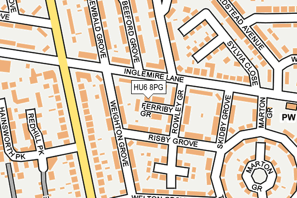 HU6 8PG map - OS OpenMap – Local (Ordnance Survey)