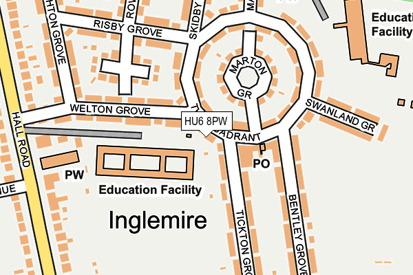 HU6 8PW map - OS OpenMap – Local (Ordnance Survey)