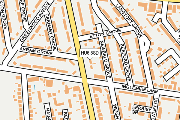 HU6 8SD map - OS OpenMap – Local (Ordnance Survey)