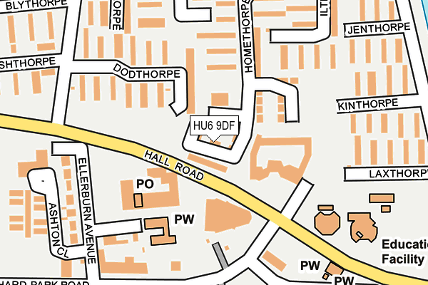 HU6 9DF map - OS OpenMap – Local (Ordnance Survey)
