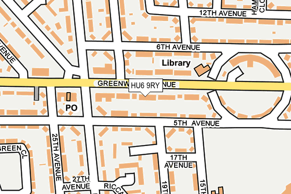 HU6 9RY map - OS OpenMap – Local (Ordnance Survey)