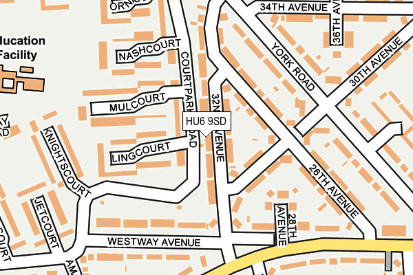 HU6 9SD map - OS OpenMap – Local (Ordnance Survey)