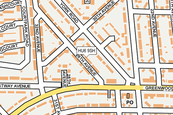 HU6 9SH map - OS OpenMap – Local (Ordnance Survey)