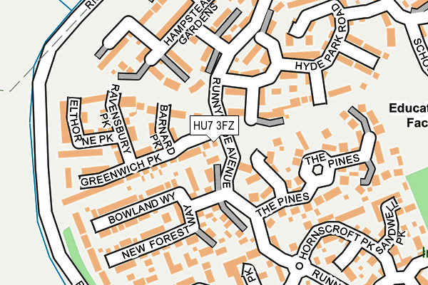 HU7 3FZ map - OS OpenMap – Local (Ordnance Survey)
