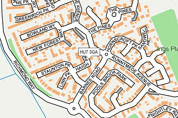 HU7 3GA map - OS OpenMap – Local (Ordnance Survey)