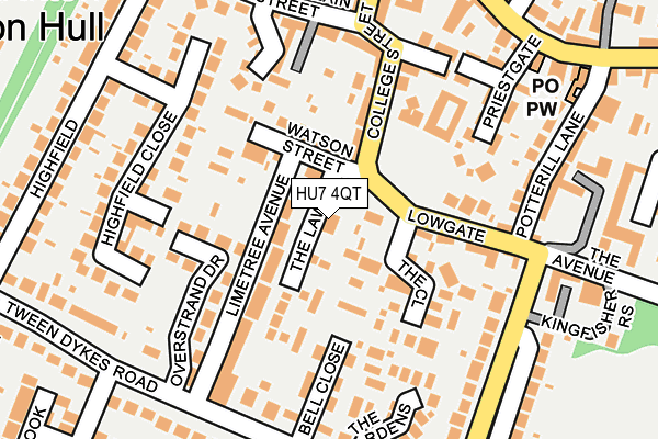 HU7 4QT map - OS OpenMap – Local (Ordnance Survey)