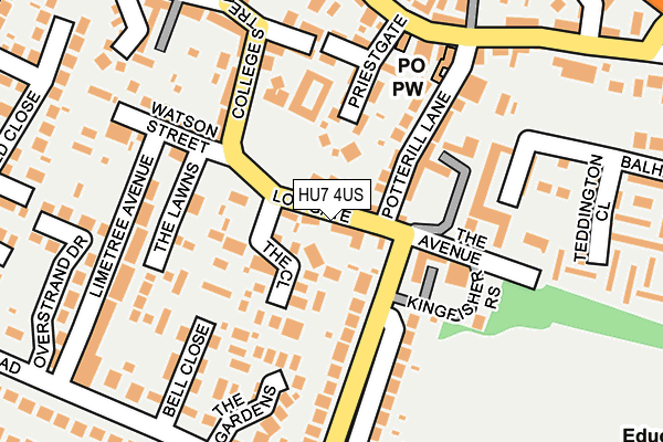 HU7 4US map - OS OpenMap – Local (Ordnance Survey)