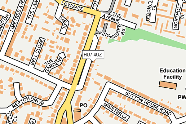 HU7 4UZ map - OS OpenMap – Local (Ordnance Survey)