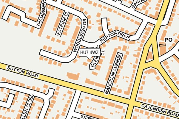 HU7 4WZ map - OS OpenMap – Local (Ordnance Survey)