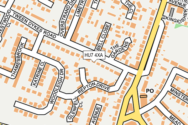 HU7 4XA map - OS OpenMap – Local (Ordnance Survey)