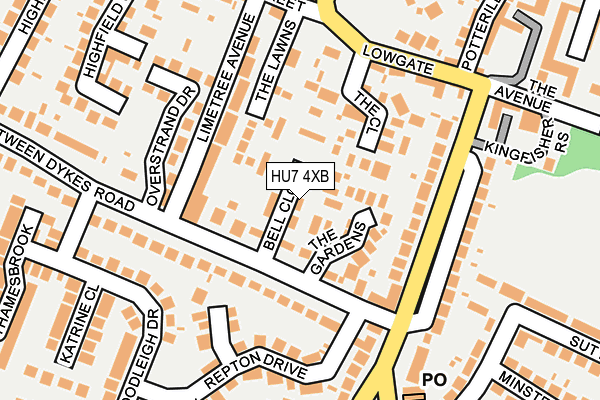 HU7 4XB map - OS OpenMap – Local (Ordnance Survey)