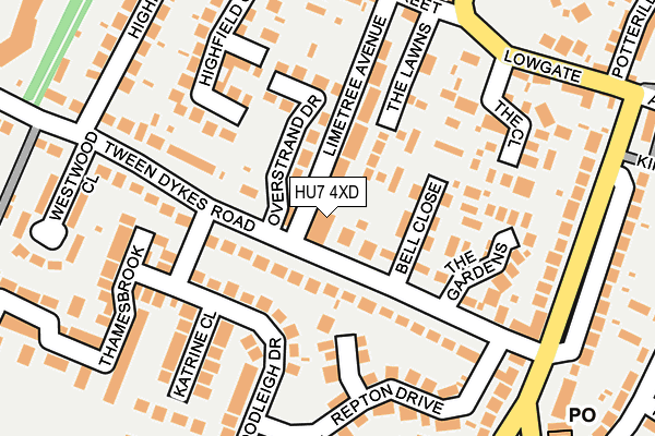 HU7 4XD map - OS OpenMap – Local (Ordnance Survey)