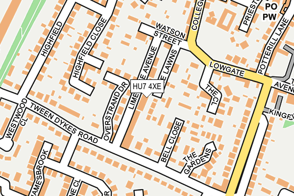 HU7 4XE map - OS OpenMap – Local (Ordnance Survey)