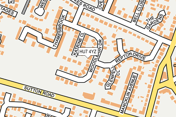 HU7 4YZ map - OS OpenMap – Local (Ordnance Survey)