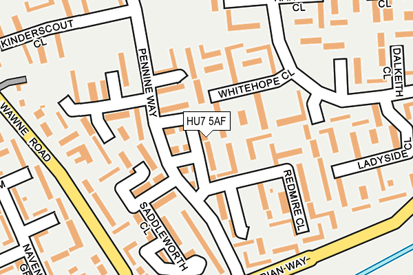HU7 5AF map - OS OpenMap – Local (Ordnance Survey)