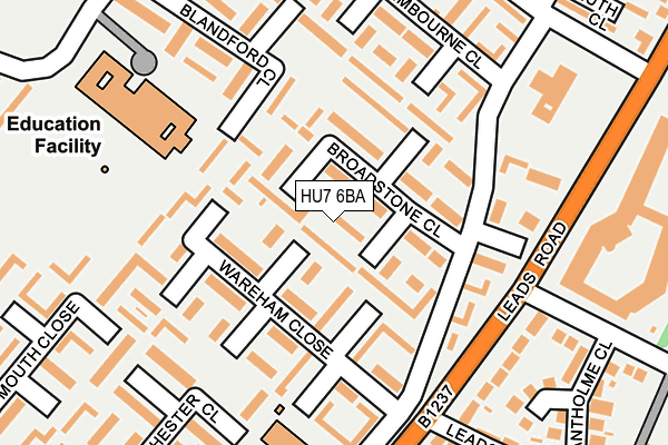 HU7 6BA map - OS OpenMap – Local (Ordnance Survey)