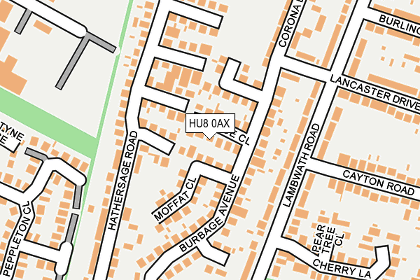 HU8 0AX map - OS OpenMap – Local (Ordnance Survey)