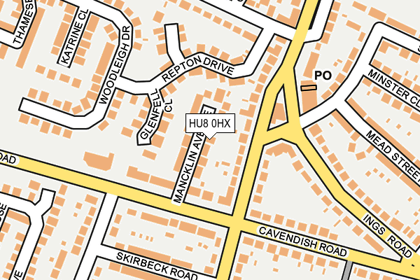 HU8 0HX map - OS OpenMap – Local (Ordnance Survey)