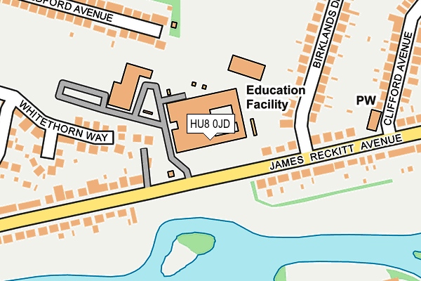 HU8 0JD map - OS OpenMap – Local (Ordnance Survey)