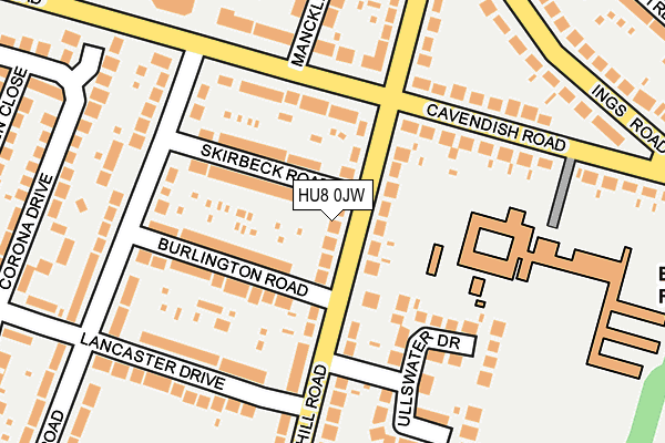 HU8 0JW map - OS OpenMap – Local (Ordnance Survey)