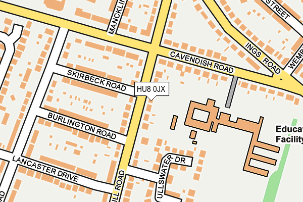 HU8 0JX map - OS OpenMap – Local (Ordnance Survey)