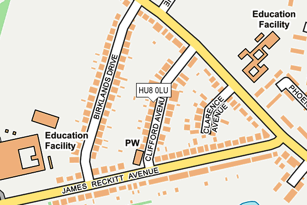 HU8 0LU map - OS OpenMap – Local (Ordnance Survey)