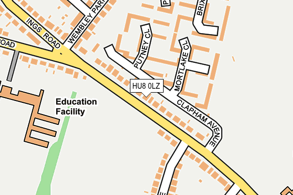 HU8 0LZ map - OS OpenMap – Local (Ordnance Survey)