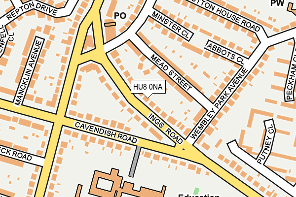 HU8 0NA map - OS OpenMap – Local (Ordnance Survey)