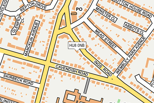 HU8 0NB map - OS OpenMap – Local (Ordnance Survey)