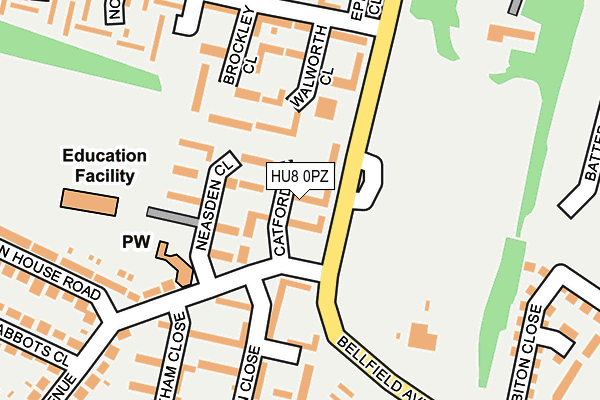 HU8 0PZ map - OS OpenMap – Local (Ordnance Survey)