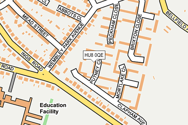 HU8 0QE map - OS OpenMap – Local (Ordnance Survey)