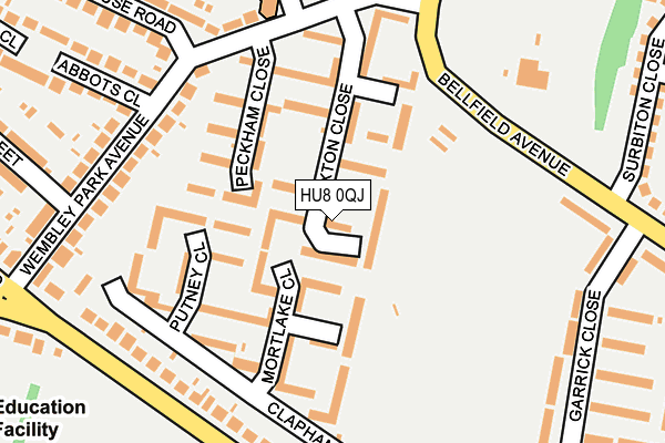 HU8 0QJ map - OS OpenMap – Local (Ordnance Survey)