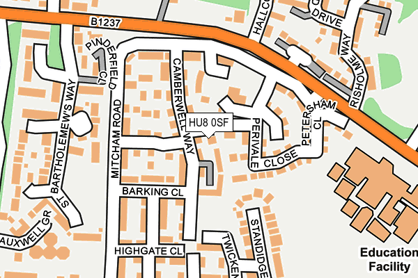 HU8 0SF map - OS OpenMap – Local (Ordnance Survey)