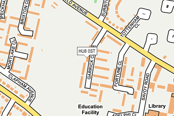 HU8 0ST map - OS OpenMap – Local (Ordnance Survey)