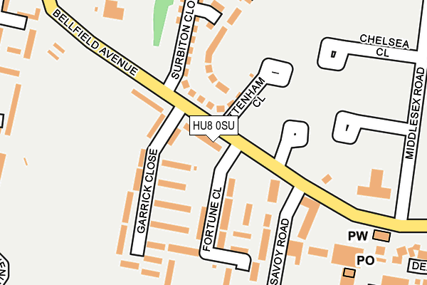 HU8 0SU map - OS OpenMap – Local (Ordnance Survey)