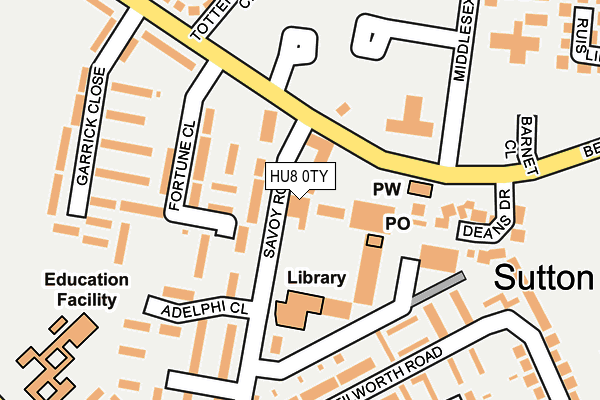 HU8 0TY map - OS OpenMap – Local (Ordnance Survey)