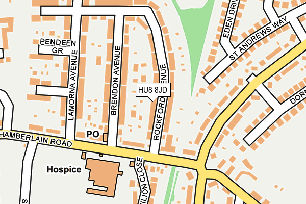 HU8 8JD map - OS OpenMap – Local (Ordnance Survey)
