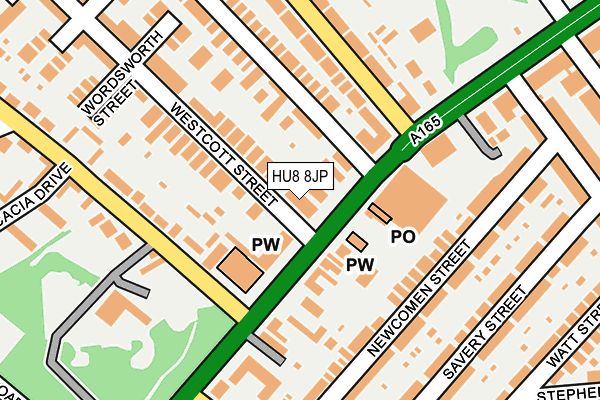 HU8 8JP map - OS OpenMap – Local (Ordnance Survey)