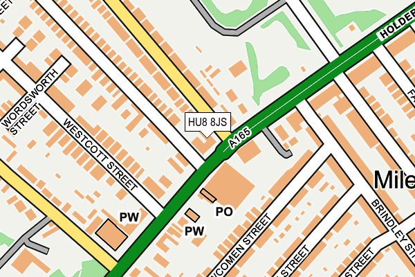 HU8 8JS map - OS OpenMap – Local (Ordnance Survey)