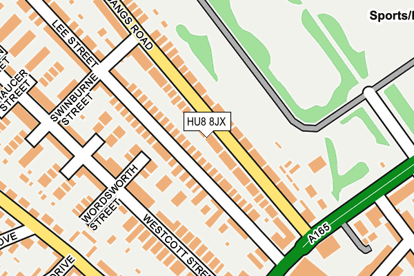 HU8 8JX map - OS OpenMap – Local (Ordnance Survey)