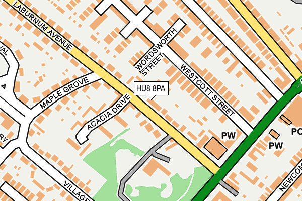 HU8 8PA map - OS OpenMap – Local (Ordnance Survey)