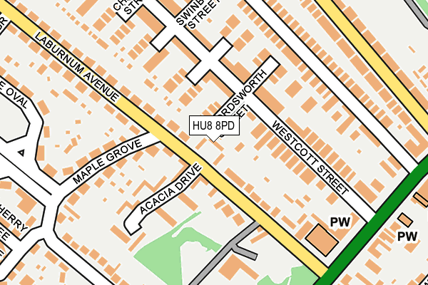 HU8 8PD map - OS OpenMap – Local (Ordnance Survey)