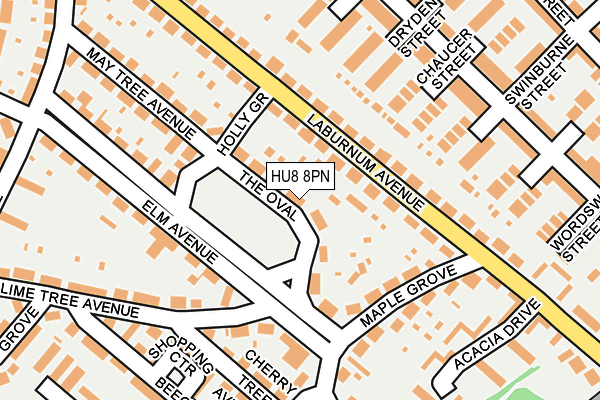 HU8 8PN map - OS OpenMap – Local (Ordnance Survey)